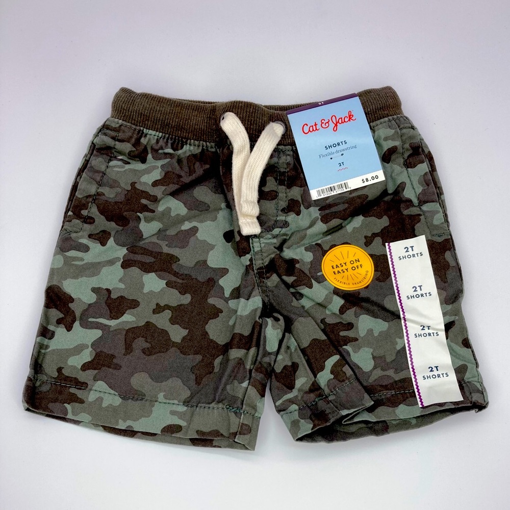 Toddler Chino Shorts Army Camo Flexible Drawstring